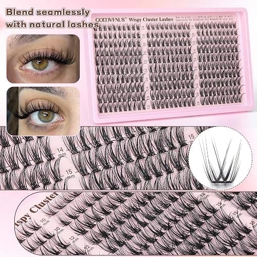 Goddvenus Lash Clusters Kit Wispy Eyelash Clusters Lashes Natural DIY Lash Extension Kit 10-16mm Cluster Eyelash Extensions Kit 300pcs C Curl Individual Lashes Cluster Eyelash (With Tweezers) thumbnail 6