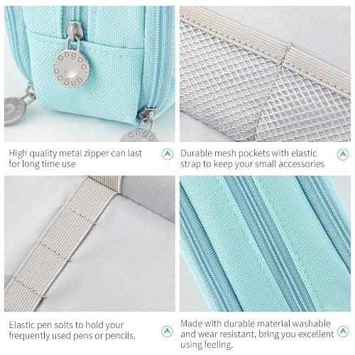 CICIMELON Pencil Case Large Capacity Pencil Pouch 3 Compartments Pencil Bag Gift for Students Girls Adults Women (Light Blue) thumbnail 4