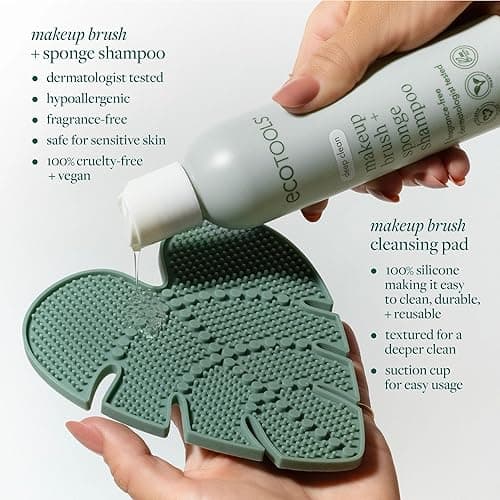EcoTools Makeup Brush Cleansing Pad + Deep Clean Shampoo Bundle, Brush Cleaner Mat & Makeup Brush Cleanser For Deep Cleaning Tools, Clean Formula, Cruelty-Free, & Vegan, 2 Piece Set - Shampoo, 2 Piece Set thumbnail 3