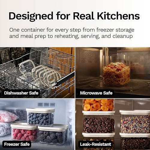 Naked Kitchen 20-Piece Food Storage Containers with Lids – Stackable BPA-Free Borosilicate Glass Pantry Storage Containers with Leak-Resistant Airtight Seal for Kitchen & Pantry Organization – Black thumbnail 7