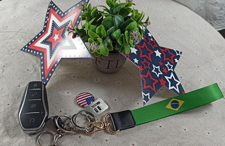 Brazil Flag Keychain,Brazilian Wristlet Strap Lanyard Keychain Holder with Key Ring Cell Phone lanyards Key Chain Holder,Be Used for Car ID Backpacks Luggage Motorcycles,Gifts - EDC. thumbnail 2
