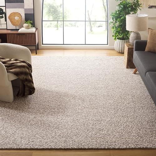 SAFAVIEH Area Rug 8x10 - Natura Collection - Large - Beige, Handmade Wool, Ideal for Living Room, Bedroom, Dining Space (NAT620B) - 8' x 10' (Rectangular) - Beige - Image 1