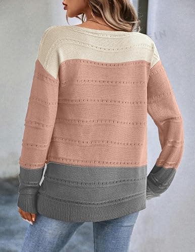 Zeagoo Womens Sweaters Cute Long Sleeve Off The Shoulder Pullover Tops Hollow Out Crochet Dressy Casual Outfits thumbnail 2