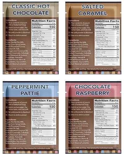 Gourmet Hot Cocoa Mix Variety Pack - Classic, Chocolate Raspberry, Salted Caramel, & Peppermint Hot Chocolate Mix Sets - 32 Count thumbnail 2