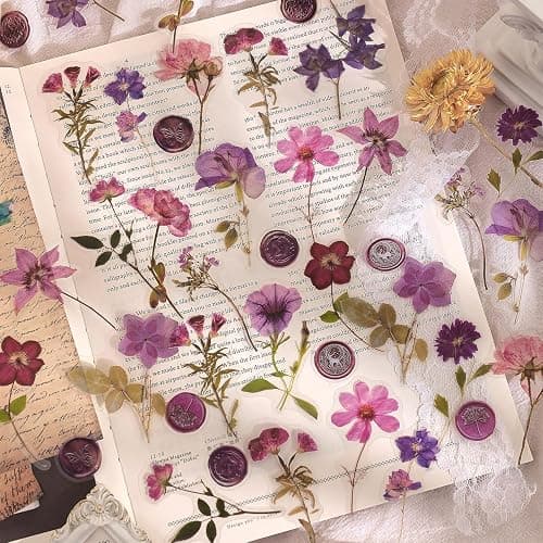 380 Pcs Natural Flower Stickers for Scrapbooking, Vintage Floral Stickers Decals Aesthetic Watercolor Stickers for Journaling Phone Case Stickers Art Bullet Junk Journal Planners DIY Craft Notebook thumbnail 8