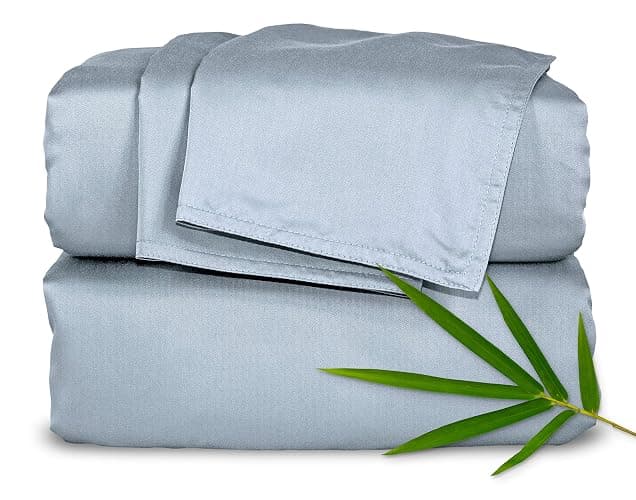 Pure Bamboo Queen Sheets, Genuine 100% Organic Viscose Derived from Bamboo Bed Sheet Set, Luxuriously Soft & Cooling, Double Stitching, 2 Year Quality Promise (Queen, Sterling Blue) - Image 1
