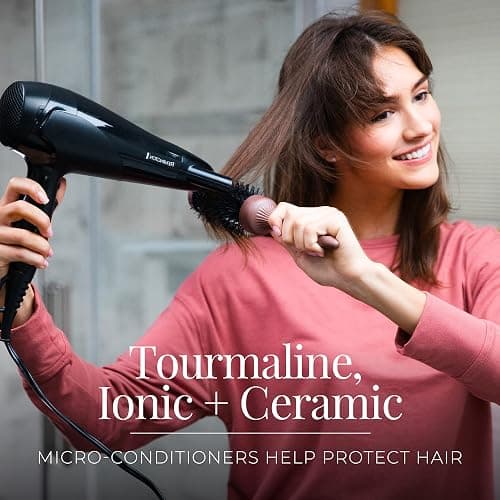 Remington Damage Protection Hair Dryer with Ceramic Ionic Tourmaline Technology, Black, Diffuser and Concentrator, 3 Piece Set thumbnail 6