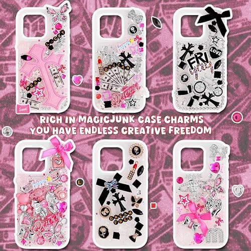 2380 Pcs Junk Phone Case Charms Kit,Charms for Customizing Diy Cases ，With Nail Accessories,Cute Bow,Flatback Pearls,Star,Love, Candy,Letter Beads,Cute Aesthetic Big Decor for Personalization thumbnail 2