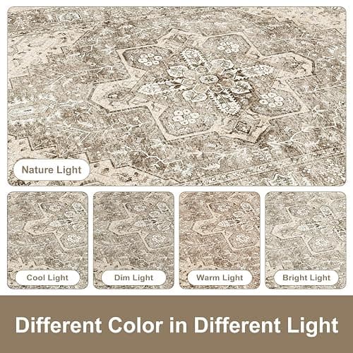 KIMODE Anti Fatigue Kitchen Mats 2 PCS 17"x47"+17"x29", Boho Kitchen Rugs and Mats, Non Slip Cushioned Kitchen Mats for Floor, Waterproof Kitchen Floor Mats for Laundry, Office, Sink, Khaki - 17.3" x 47"+17.3" x 29"--0.47 inches - Khaki/Multi thumbnail 7