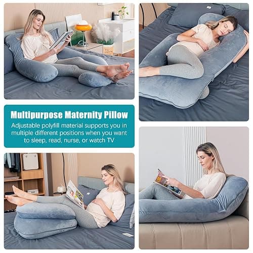 Cute Castle Pregnancy Pillows, Soft U-Shape Maternity Pillow with Removable Cover - Full Body Pillows for Adults Sleeping - Pregnancy Must Haves - Jumbo 57 Inch - Grey thumbnail 7