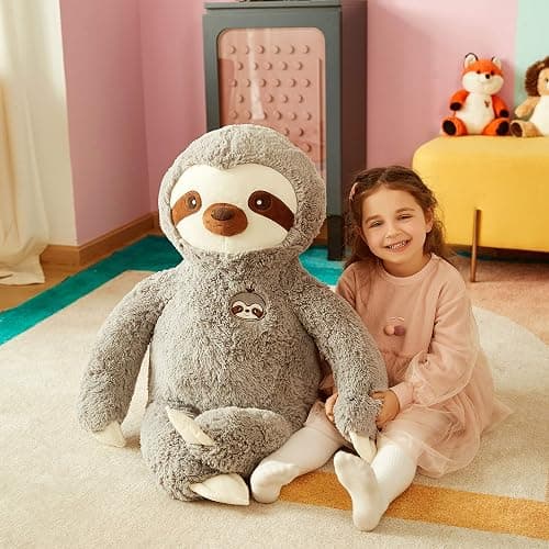 IKASA Large Sloth Stuffed Animal Plush Bradypode Toy for Children (Gray, 30 inches) thumbnail 2