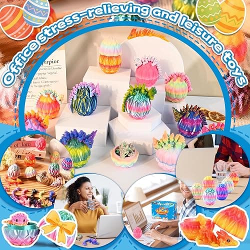 Cybermaker 12pcs 3D Printed Animals Figures Toys, Prefilled Eggs with Rainbow Dragons Inside for Party Favors, Classroom Prizes, Goodie Bag Fillers, Collectible Gifts for Kids thumbnail 5