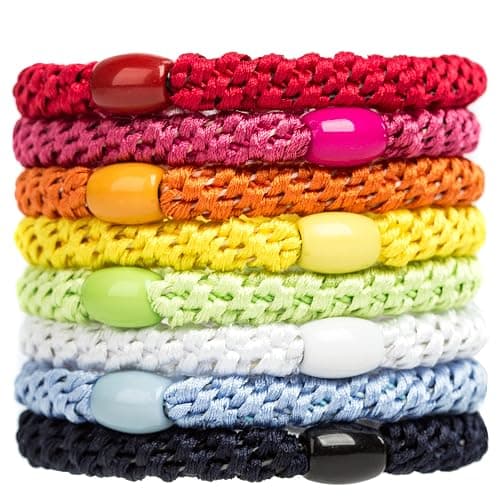 AXEN 8PCS Elastic Hair Tie for Women Girls, Cotton Bands Soft Woven Ponytail Holders for Thick Hair and Curly Hair, Mixed Colors - Image 1