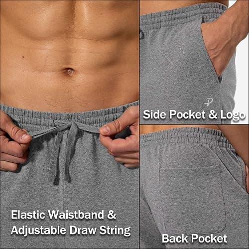 Pudolla Men's Cotton Yoga Sweatpants Athletic Lounge Pants Open Bottom Casual Jersey Pants for Men with Pockets thumbnail 5