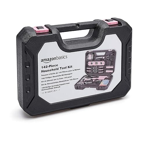 Amazon Basics Household Tool Kit With Storage Case, 142 Piece, Pink, 13.39 x 9.25 x 2.95 inch thumbnail 9