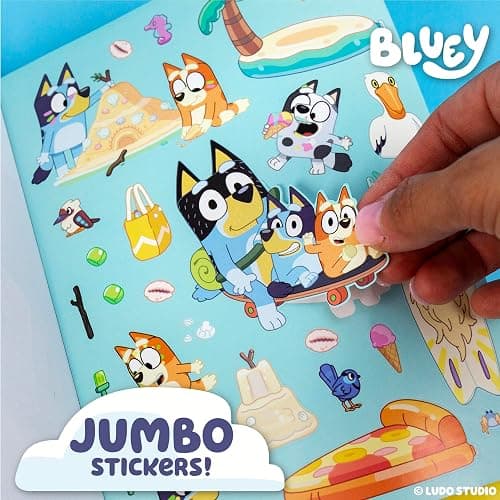 Horizon Group USA Sticker Book with Large and Small Sizes, Kids Stationary for Water Bottle, Notebooks, and Party Favors, Bluey thumbnail 4