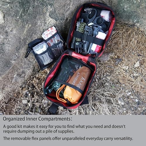 First Aid Kit,Survival Gear Outdoor Tactical Gear Set Military Grade Molle System for Camper Travel Hunting Hiking and Adventures（RED） thumbnail 3