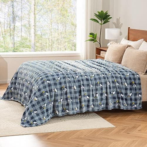 Berkshire Blanket Peanuts® VelvetLoft® Cute Character Snoopy Plush Blanket,Navy Tonal,Twin 60 in x 90 in (Official Peanuts® Product) thumbnail 2