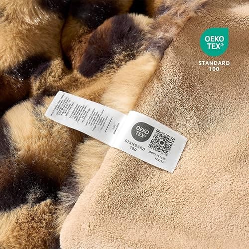 Cozy Bliss Cheetah Leopard Print Faux Fur Throw for Couch, Fuzzy Soft Plush Thick Bubble Blanket for Sofa Bedroom Living Room, 50x60 Inches Brown thumbnail 6