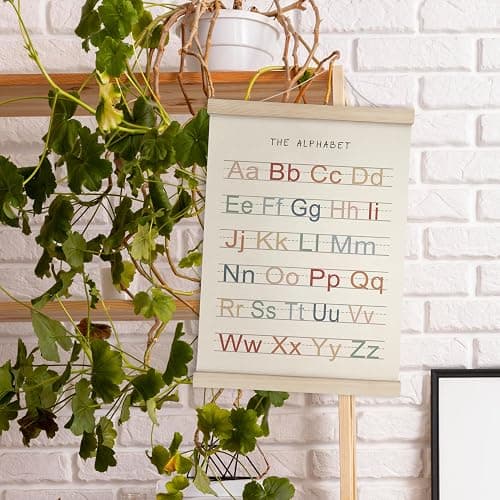 HRQKO Alphabet Numbers Poster Hanger Frame Set of 2, Nursery Wall Decor, ABC Banner Poster Wall Art with Wooden Frames, Alphabet Banner Wall Hanging Decor for Toddler Playroom Nursery, 12x16 Inch - 12X16 - Alphabet & Numbers thumbnail 3