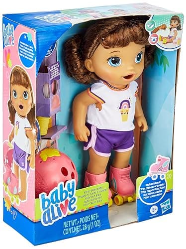 Baby Alive: Roller Skate Baby 14-Inch Doll Brown Hair, Blue Eyes Kids Toy for Boys and Girls - Image 1