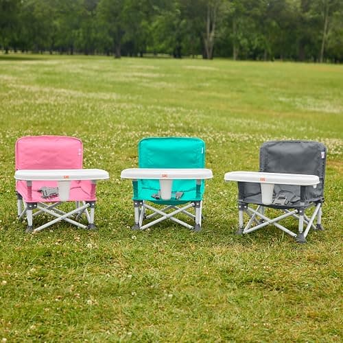 Bright Starts Pop 'N Sit Portable Booster, Indoor/Outdoor Use, Floor Seat with Feeding Tray, Pink, 6 Mos - 3 Yrs thumbnail 18