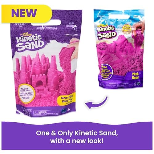 Kinetic Sand, 2lbs Pink Play Sand, Moldable Sensory Toys for Kids, Resealable Bag (Packaging May Vary), Holiday Gifts & Stocking Stuffers for Kids Ages 3 and up thumbnail 6