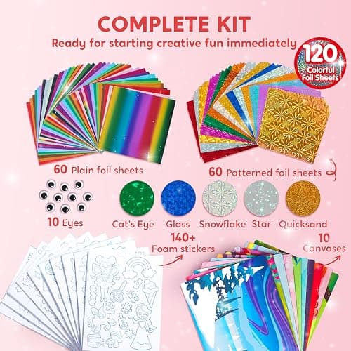 Klever Kits Foil Art Kit for Kids - Arts & Crafts Supplies, Mess Free Coloring, Foil Foam Stickers, Creative Travel Toys, Birthday Gifts for Boys & Girls Ages 4 and Up thumbnail 3