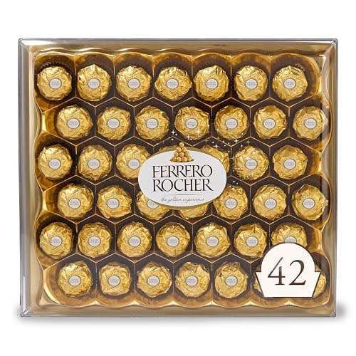 Ferrero Rocher Gourmet Hazelnut Milk Chocolate Gift Box, 42 Individually Wrapped Chocolates, 18.5 oz - Image 1