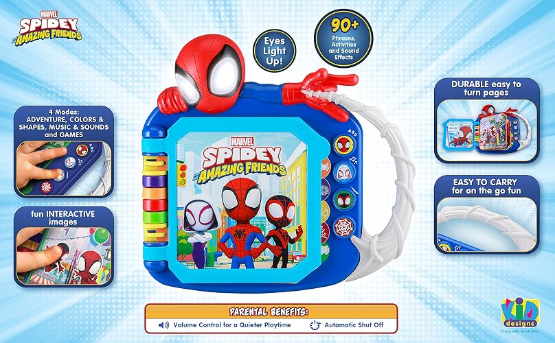 eKids Spidey and His Amazing Friends Book, Toddler Toys with Built-in Preschool Learning Games, Educational Toys for Fans of Spiderman Toys and Gifts (Styles May Vary) thumbnail 5