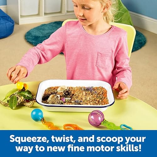 Learning Resources Helping Hands Fine Motor Tools Classroom Set,24 Pieces, Ages 3+, fine motor skills, teacher resources for classroom, sensory toys for toddlers, Scoopers and Tweezers toys thumbnail 3
