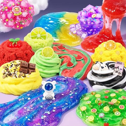Galaxy Cloud Butter Crunchy Clear Slime Kit 12 Pack, Super Soft Non-Sticky Stress Relief Toy for Kids, DIY Party Favors Goodie Bag Stuffers, Total 29OZ/720ML thumbnail 2