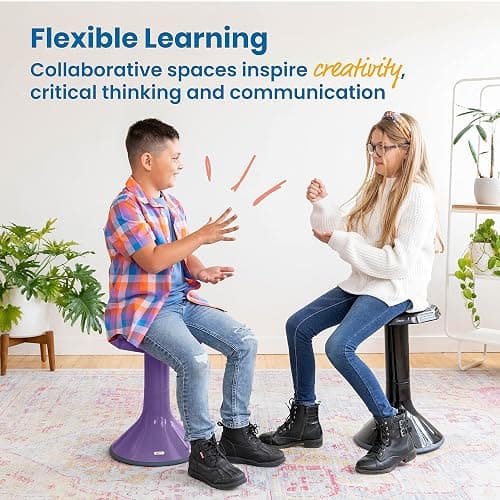 ECR4Kids ACE Active Core Engagement Wobble Stool, 18-Inch Seat Height, Flexible Seating, Eggplant | Durable plastic, GREENGUARD Gold Certified, 13 years +, 220 lb capacity, fully assembled, flexible seating for classroom use thumbnail 5