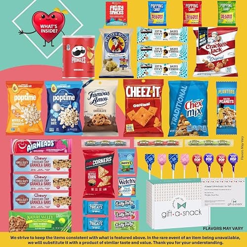 Gift A Snack - Snack Box Variety Pack Care Package + Greeting Card (40 Count) Graduation Birthday Sweet Treats Gift Basket, Candies Chips Crackers Bars Office Food Assortments & Variety Gifts thumbnail 3