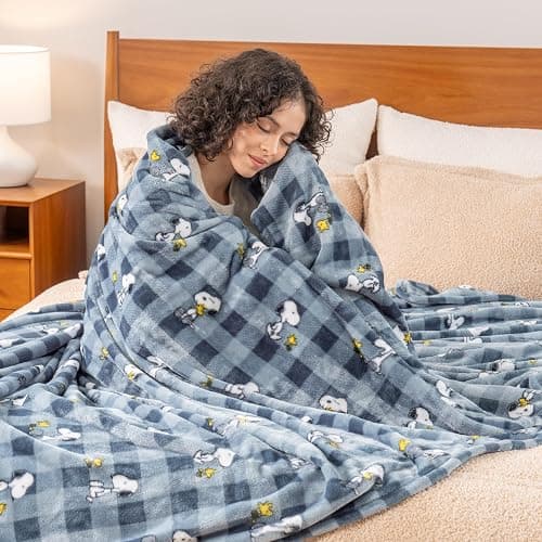 Berkshire Blanket Peanuts® VelvetLoft® Cute Character Snoopy Plush Blanket,Navy Tonal,Twin 60 in x 90 in (Official Peanuts® Product) thumbnail 6
