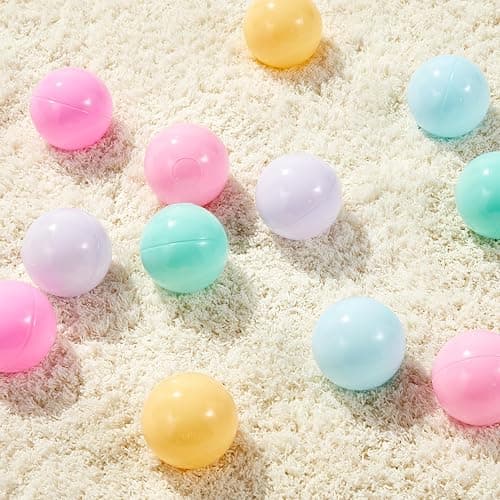Amazon Basics BPA Free Crush-Proof Plastic Ball, Pit Balls with Storage Bag, Toddlers Kids 12+ Months, Pack of 400 Balls, 6 Pastel Colors - 400 Balls - 6 Pastel Colors thumbnail 4