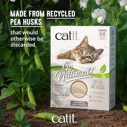 Catit Go Natural Pea Husk Clumping Cat Litter, Unscented, 5.6 kg, Dust Free & Lightweight Cat Litter, Easy to Scoop, Litiere Pour Chat thumbnail 5