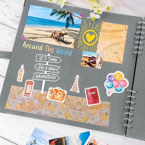 Bstorify Square Scrapbook Photo Albums 80 Pages (11 x 11 Inch) Grey Thick Paper, Hardcover, Ribbon Closure - Ideal for Your Scrapbooking Albums, Art & Craft Projects (Grey, 11 x 11 Inch) thumbnail 6