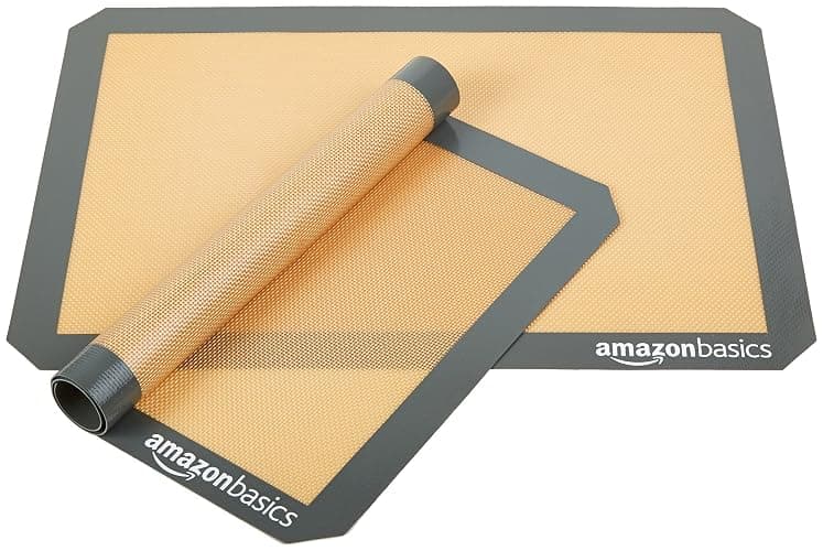 Amazon Basics Silicone Rectangular Baking Mat, Non-Stick Reusable Oven Bakeware, 16.5" x 11.6", New Beige/Gray, Pack of 2 thumbnail 7