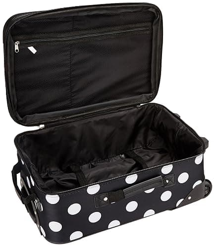 Rockland Vara Softside 3-Piece Upright Luggage Set, Expandable,Black dot, (20/22/28) thumbnail 5