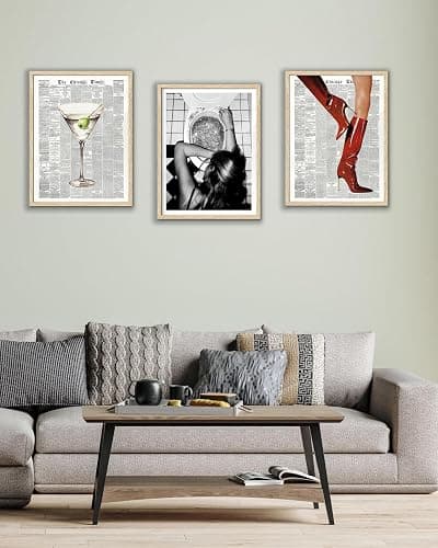 EcoHest Small 8x10 in After the Disco Party Framed Wall Art for Bathroom | Natural Oak Wood Frame, Canvas Wall Art, Black & White Funny Wall Decor for Bathroom, Bedroom, Dorm Room, College Room, 1Pack thumbnail 6