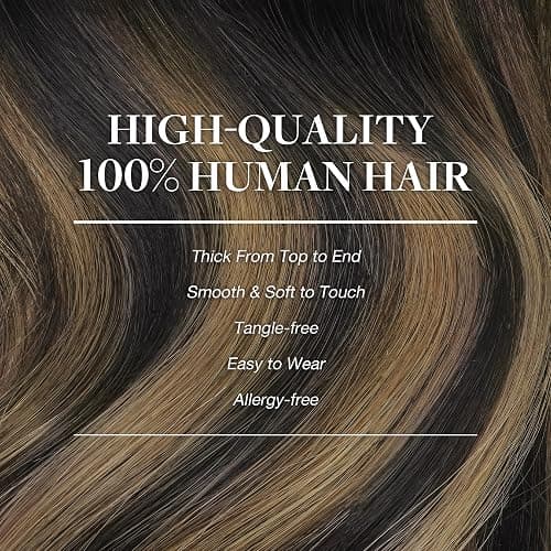 GOO GOO Clip in Hair Extensions Real Human Hair, Remy Human Hair Extensions Clip ins for Women, Natural Human Hair, 22inch 120g 7Pcs, 1B/6/1B Balayage Natural Black to Chestnut Brown thumbnail 4