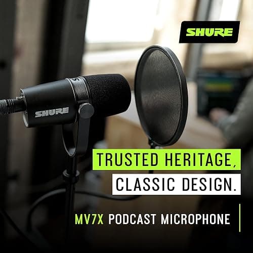 Shure MV7X XLR Podcast Microphone pour le Podcasting, l'enregistrement, la Diffusion en Direct et les Jeux, Sortie Casque Intégrée, XLR, Technologie d'isolation de la Voix - Noir thumbnail 6