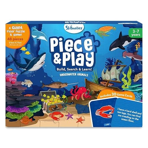 Skillmatics Floor Puzzle & Game - Piece & Play Underwater Animals, Jigsaw & Toddler Puzzles, Educational Toy, Gifts for Boys & Girls Ages 3, 4, 5, 6, 7 (48 Pieces, 2 x 3 feet) - Image 1