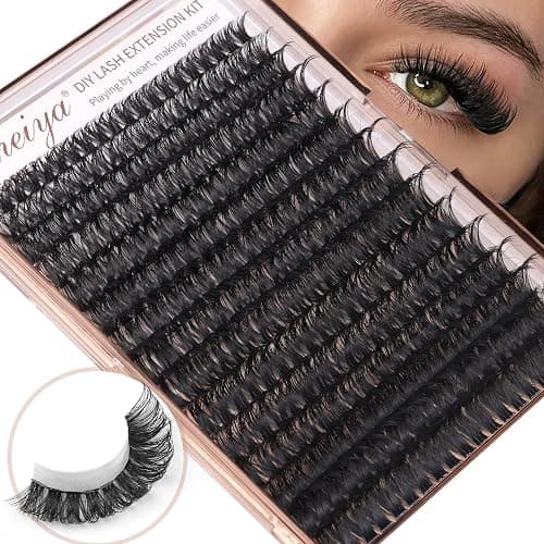 Geeneiya Volume Lash Clusters Kit DIY Lash Extension Kit D Eyelash Extensions with Lash Bond and Seal Tweezers,10-14mm Eye Corner Eyelashes and 16-18MM Cluster Lashes 300Pcs thumbnail 6