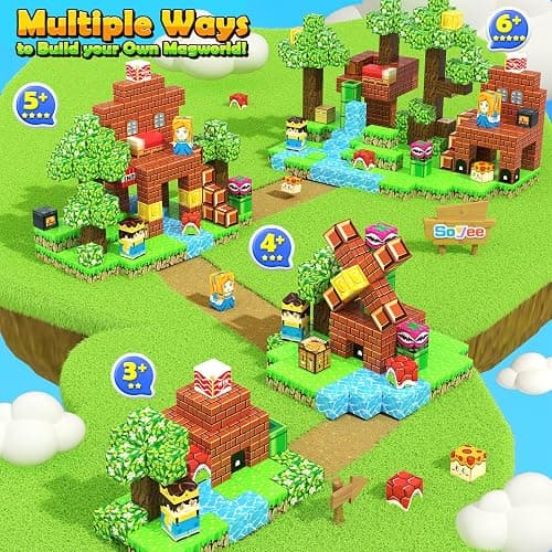 108PCS Magnetic Blocks Building Toys - 1'' Magnet Building Blocks Build Mine Magnet World Game Adventure Set Cubes Boys Girls Toys Ages 3-5 4-6 5-7 6-8 Kids Gifts for 3-12 Years Old School Supplies thumbnail 7