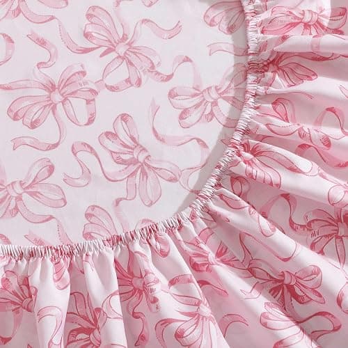 Betsey Johnson - Twin XL Bed Sheets, Soft Bedding with Matching Pillowcase, Fade & Wrinkle Resistant, Lightweight for Year Round Use, Dorm Essentials (Ballet Bows Pink) - Ballet Bows Pink - Twin XL thumbnail 4