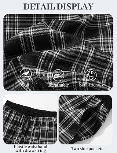 SEAUR Womens Plaid Pants Checkered Gingham Cute Slacks Pajamas Pjs Pattern Bottoms Wide Leg High Waist Sweatpants thumbnail 5
