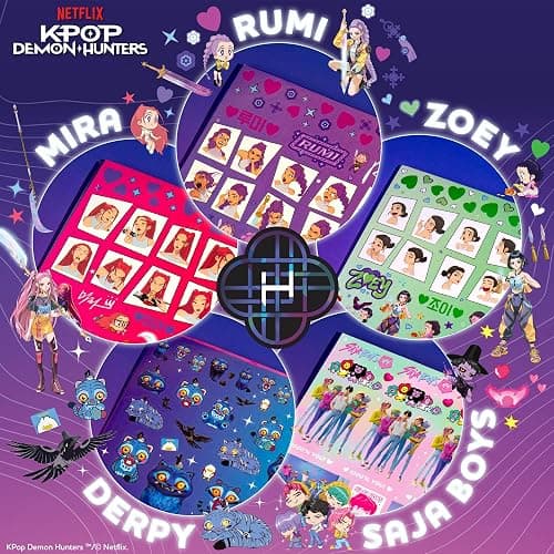 Netflix Kpop Demon Hunters Sticker Sheets Pack 1500+ Stickers for Kids, 20 Sheets with Letters, Characters & Scenes, Kawaii Stickers in Resealable Bag for Scrapbooking, Planners, Gifts for Girls thumbnail 7