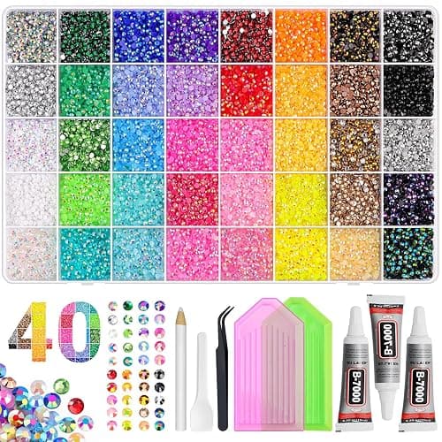 Hasakhi Bedazzling Kit 50000Pcs Rhinestones for Diamond Art 3mm 40 Colors | Bedazzler kit for Tumblers, Crafts, Clothes & DIY Nail Art ,3Pcs B7000 Jewelry Glue, 2PcsTrays,Rhinestone Picker Tool Set - Image 1
